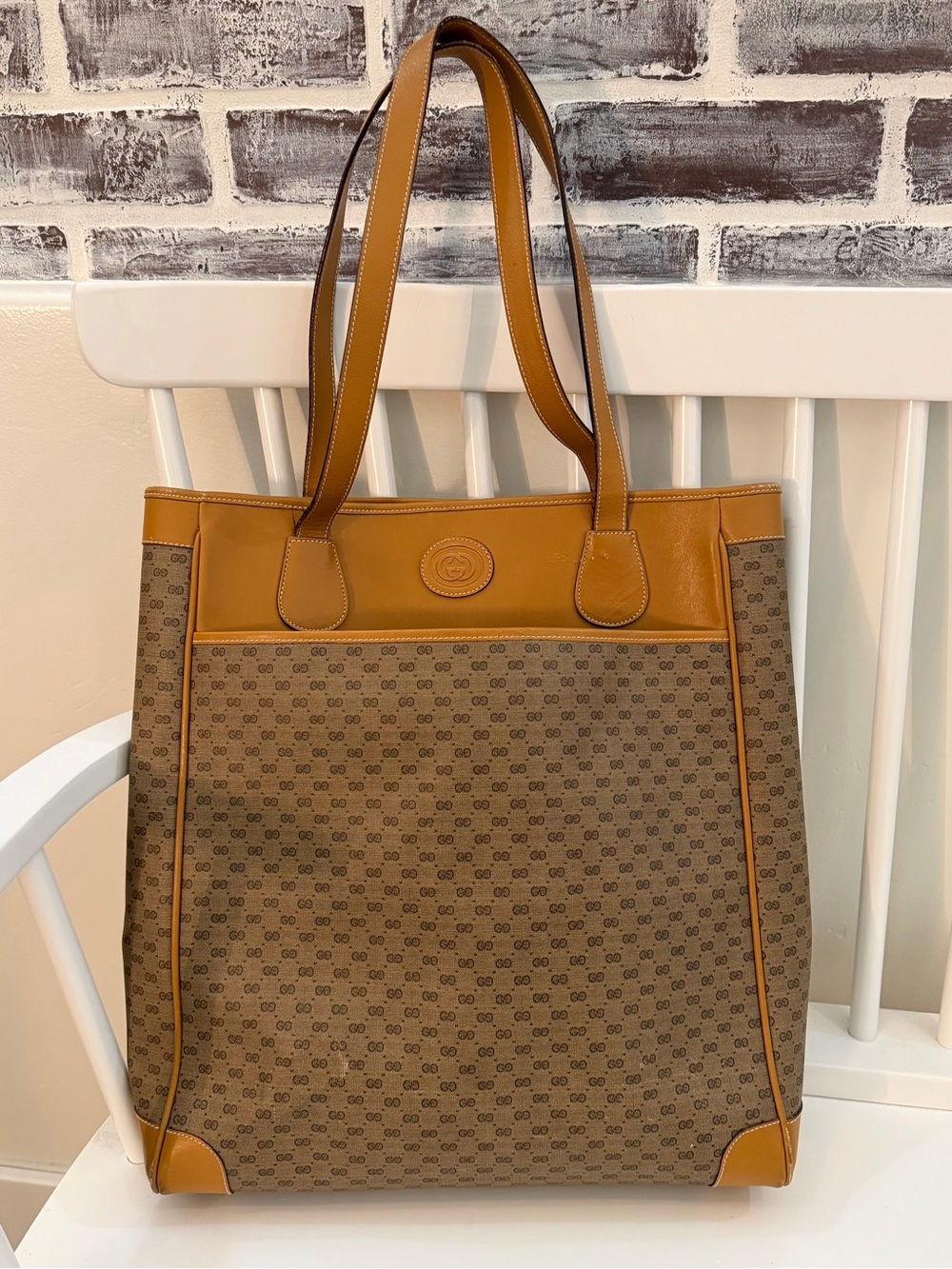 Vintage Gucci Brown Tan GG Canvas Tote